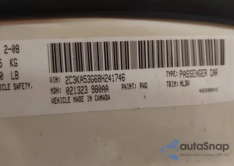 2008 Chrysler 300 Touring из США, поврежденный, VIN 2C3KA53G68H241746